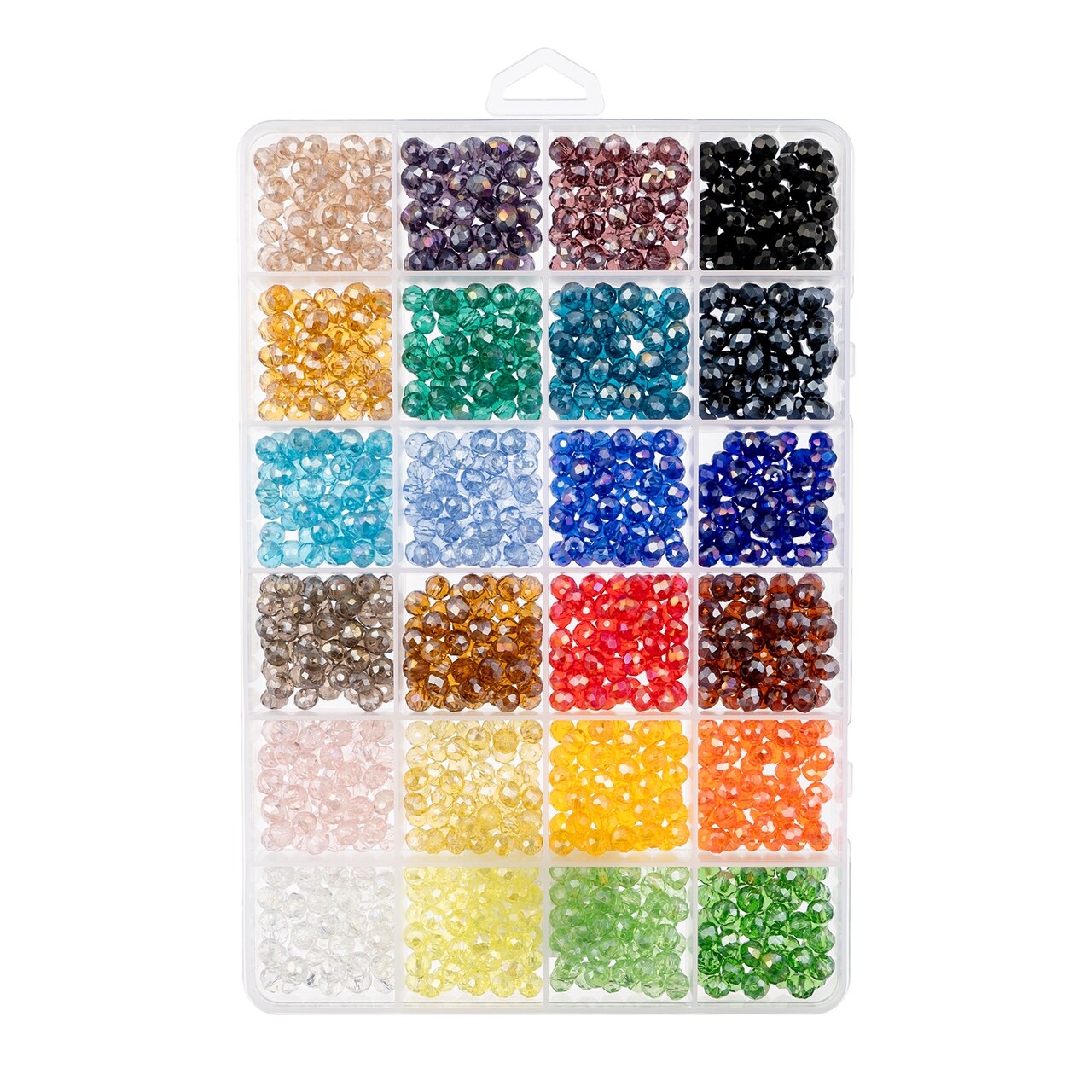 John Bead 1200-Piece 6x5mm Assorted Faceted Glass Jewelry Making Beads Box